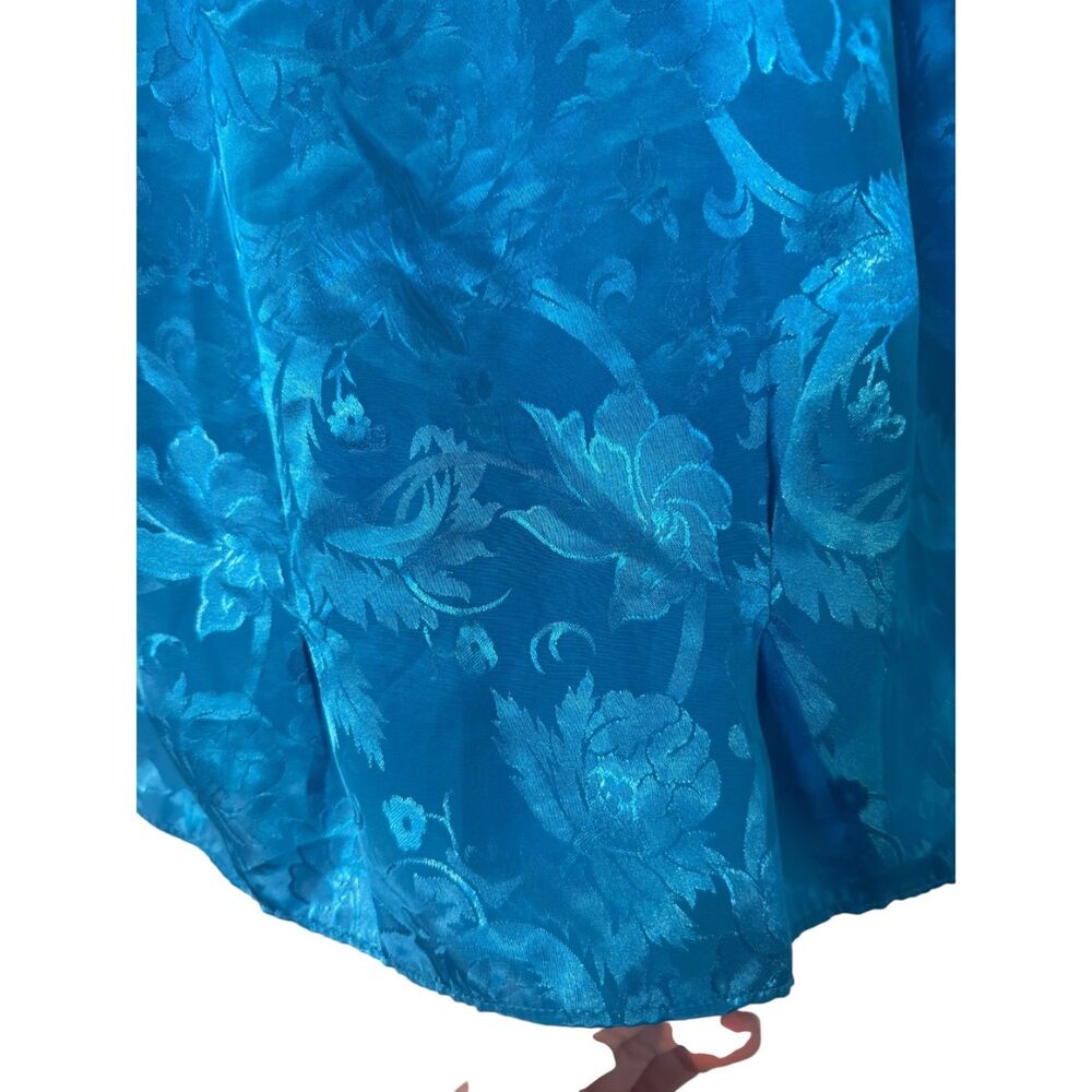 Vintage Victorias Secret Gold Label Top Size XS P Teal Blue Satin Floral Jacquar - Picture 14 of 15